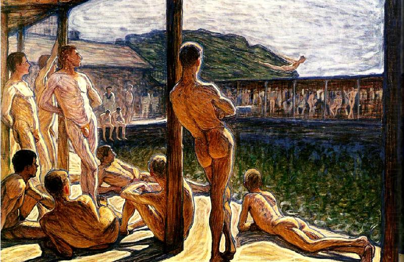 Eugene Jansson flottans badhus oil painting picture